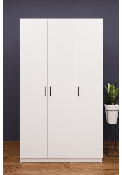 Asra Trend 3 Kapaklı Gardırop G-01 %100 MDF Geniş Hacimli Elbise Dolabı Beyaz
