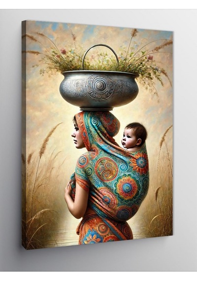 Kanvas Tablo Anne Ve Bebek Motifi 70cmx100cm