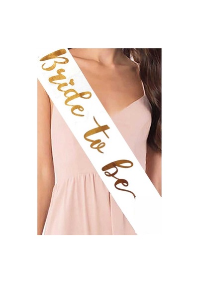 Bride To Be Yazılı Beyaz Üstüne Gold Yaldızlı Kuşak Bekarlığa Ved Beyaz