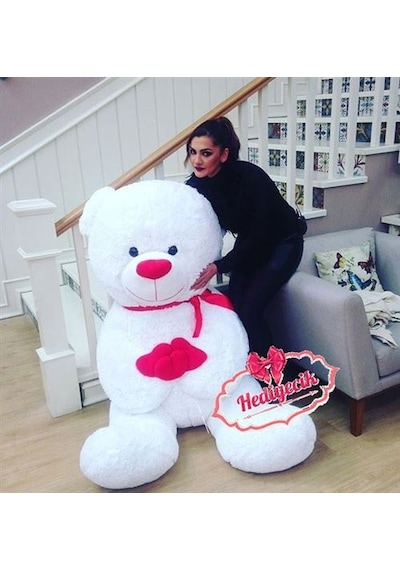 Peluş Ayı Kalp Tutan 2 Metre Ayıcık Dev Büyük Boy