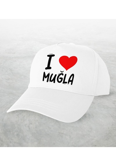Bk Kids BK Gift I Love Muğla Tasarımlı Beyaz Şapka - Model 1