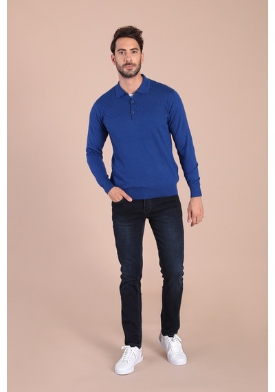 Ferraro Polo Yaka Superfine Yün Kazak - Saks Saks (490432989) Saks