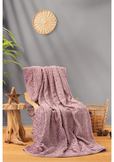 Cotton Box Emboss Çift Kişilik Battaniye 220 240 G Kurusu Gül Kurusu