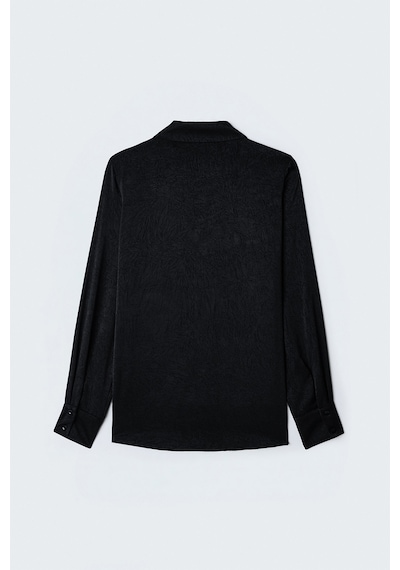 Sateen Gizli Patlı Gömlek - Siyah-137593