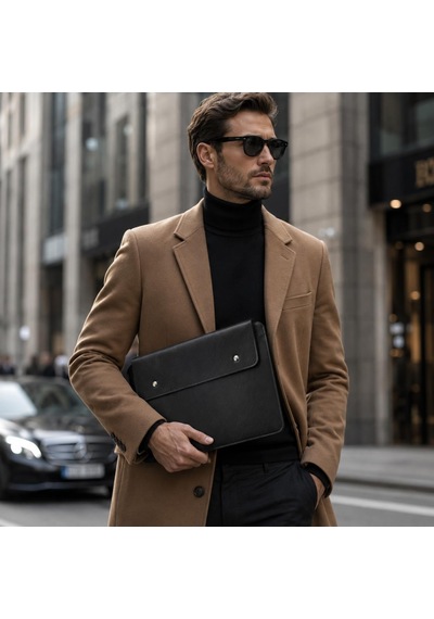 Hakiki Deri Laptop Kılıfı 13-14 İnç Macbook Air & Pro Uyumlu Siyah Diğer
