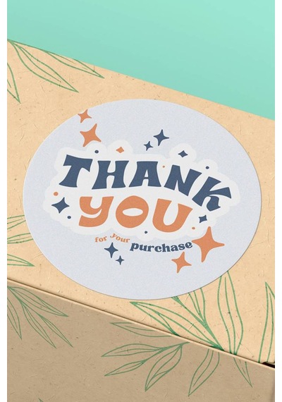 Yıldızlı Thank You Purchase Mavi Sticker 3x3cm St2237 Çok Renkli