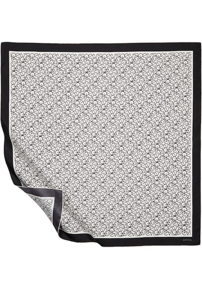 İpekevi Twill İpek Eşarp - Typo Monogram - Beyaz Siyah - Fondöten