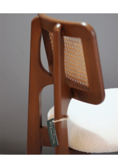 Roma Ahşap Yemek Odası Sandalyesi, Mutfak Sandalyesi, Modern Sandalye Koyu Ceviz - Keten