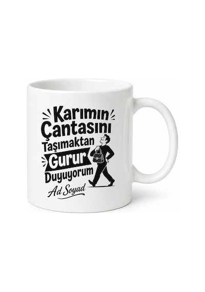 Karımın Çantasını Taşımaktan Gurur Duyuyorum Esprili Koca Kupa Hediye Bardak Beyaz / Çok Renkli