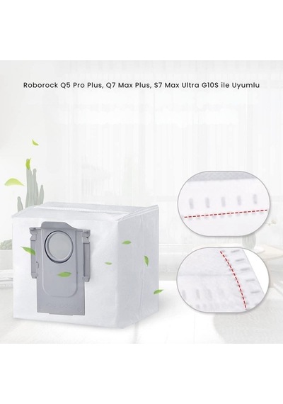 Roborock S7 Maxv Ultra, S7 Max Ultra, Q5+, Q7+, Q7 Max+, S8 Pro Ultra, S8+ Robot Süpürge Toz Torbası 4 Adet