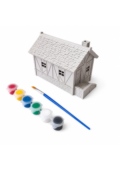 3d Maket Ev Boyama Seti 12x10 Cm Dekoratif Minyatür Ev Maketi 6'lı Boya Ve Fırça Hediyeli Hobi Seti