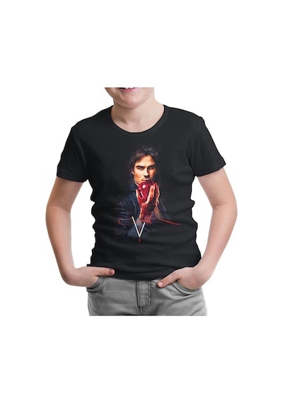 Lord Tshirt Vampire Diaries - Damon Siyah Çocuk Tshirt