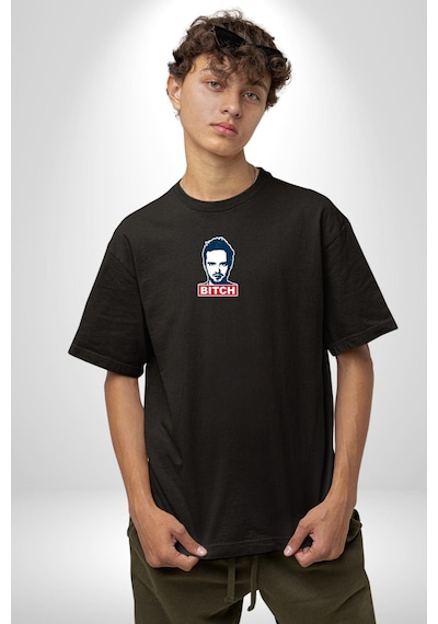Breaking Bad Siyah Oversize Unisex Ön Orta Minimal Baskılı Tişört Siyah