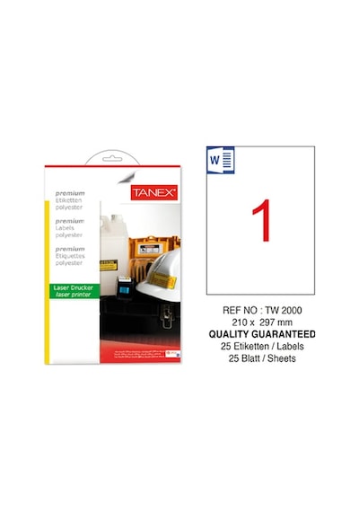 Tanex Tw-2000 210X297MM Polyester Etiket 25 Li