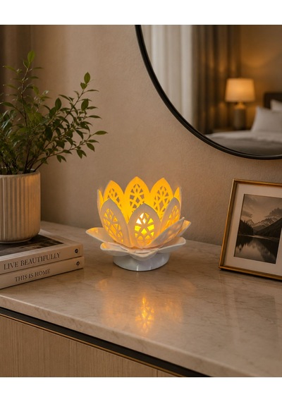 Lotus Glow Mumluk Beyaz - Turuncu
