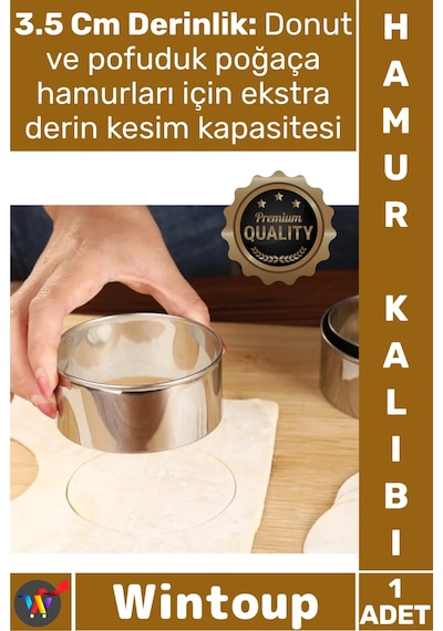 Hamurkalıbı Paslanmaz Çelik 7.5 Cm Kesicisi Profesyonel Yuvarlak Mantı Şeker Hamuru Kesme Kalıbı