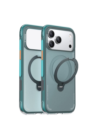Torras Apple iPhone Uyumlu 17 Pro O Stand Q3 Spin Air Serisi Magsafe Kılıf - Lacivert Turkuaz