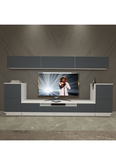Decoraktiv Trendstyle 9s Mdf Tv Ünitesi Tv Sehpası Beyaz - Antrasit
