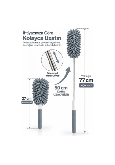 Mikrofiber Makarna Mop Toz Alma Paspası Tüy Toplayıcı Çok Amaçlı Temizlik Mopu 43317900