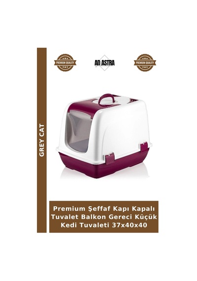 Premium Şeffaf Kapı Kapalı Tuvalet Balkon Gereci Küçük Kedi Tuvaleti 37x40x40