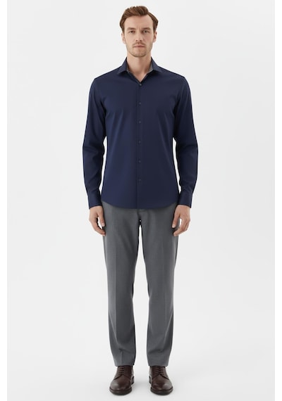 Sabri Özel Erkek Lacivert Dar Kesim Slim Fit %100 Pamuk Dokuma Uzun Kollu Klasik Yaka Gömlek Sabri Özel Erkek Lacivert Dar Kesim Slim Fit %100 Pamuk Dokuma Uzun Kollu Klasik Yaka Gömlek