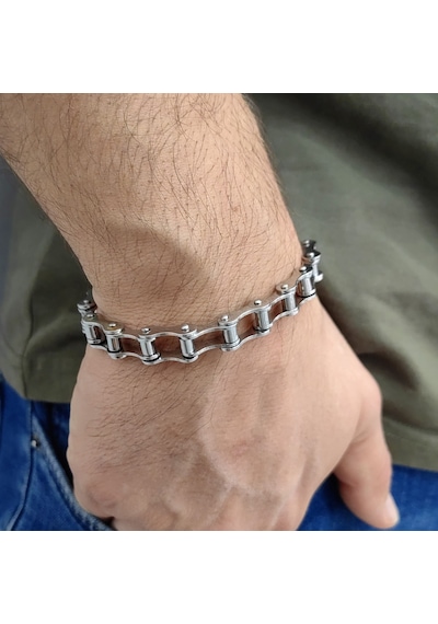 Chavin Zincir Dizayn Çelik Erkek Bileklik en98by Gümüş