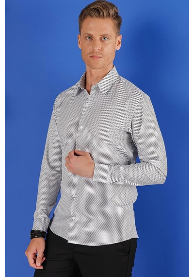 Efor G 1519 Slim Fit Beyaz Spor Gömlek Beyaz