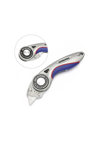 Workpro Wp211013 Ağır Hizmet Alüminyum Gövde Açı Ayarlı Katlanır Rötuş Maket Bıçağı + 5 Adet Yedek Bıçak