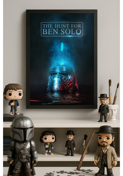 Hunt For Ben Solo Siyah Ahşap Çerçeveli Poster, Film Duvar Tablosu