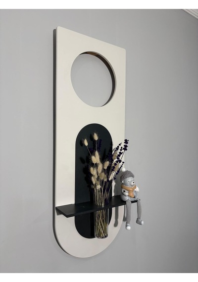Mimoza Dekoratif Duvar Rafı Led Işıklı Ahşap İskandinav Tarzı Modern Çiçeklik Salon Duvar Rafı 30x80 Cm Paris Grisi - Antrasit
