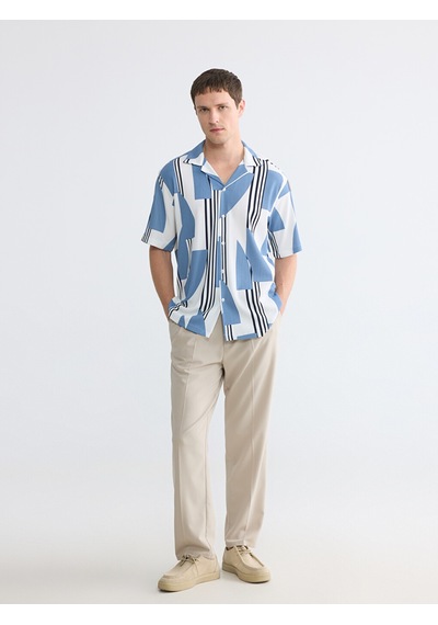 Lcw Vision Mavi Regular Fit Desenli Erkek Gömlek