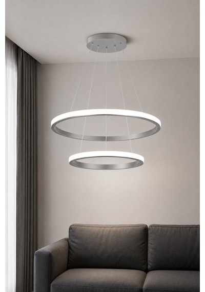 Rizon 2 Li Led Sarkıt Avize Beyaz Işık Gri