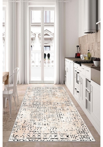 West Home Dijital Baskı Yıkanabilir Kaymaz Taban Mutfak Halısı Salon Halısı Ve Yolluk Wh 548 Beige