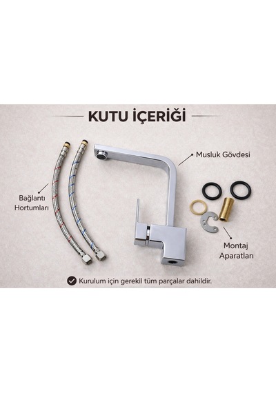 Lüx Krom Kare Lavabo Bataryası Çeşmesi