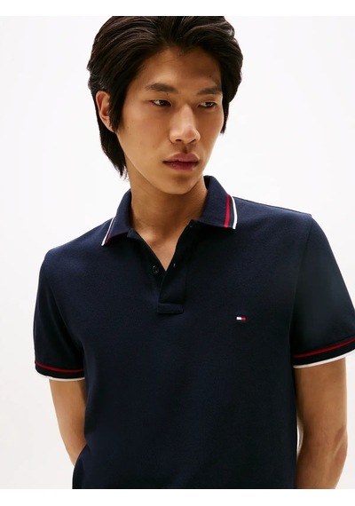 Tommy Hilfiger Cuff Interest Slım F, Dw5 Siyah Erkek Polo Yaka T-shirt