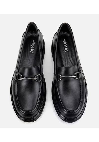 Hotiç Kadın Deri Siyah Tokalı Dolgu Topuklu Klasik Loafer 01ayh314460a100 01ayh314460a100 Siyah