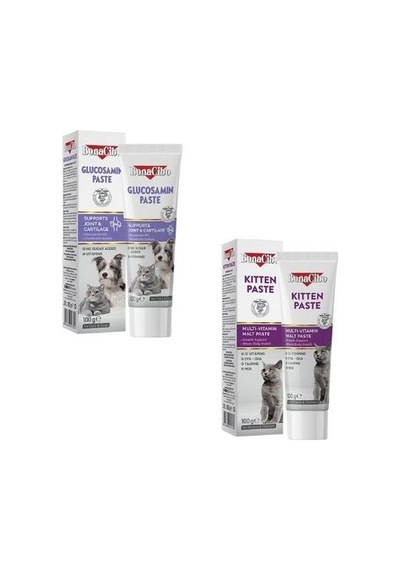 Gençlik Ve Dinçlik Paketi Bonacibo 2'li Karma Bakım Seti: Kitten Paste Yavru Kedi Vitamini + Glucosamine Paste Eklem Destek Macunu