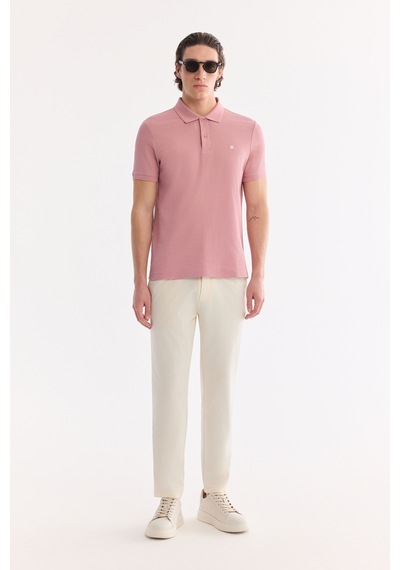 Avva Erkek Gül Kurusu Kıvrılmaz Polo Yaka %100 Pamuk Basic Regular Fit T-shirt B001032 Gülkurusu