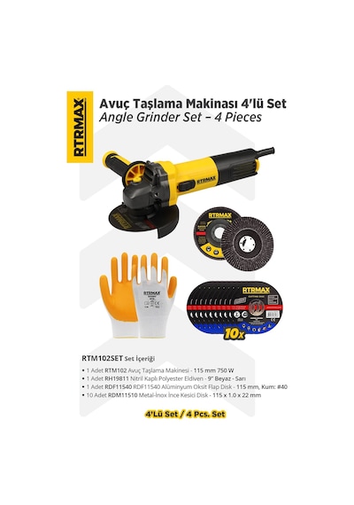 Rtrmax RTM102SET Avuç Taşlama Makinesi 4'lü Set