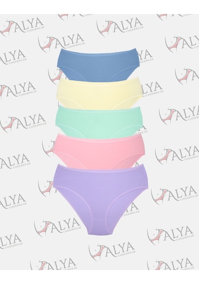 Alya Underwear Kadın Pamuklu Hipster - Slip Külot 5 Farklı Renk 1 Pakette Multicolor P15