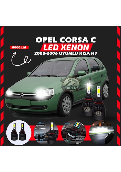 Opel Corsa C 2000-2006 Kısa Far Uyumlu Şimşek Etkilii Led Xenon Light Series H7