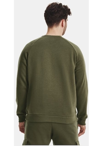 Under Armour Erkek UA Rival Fleece Bisiklet Yaka 1379755-390 Yeşil - Beyaz