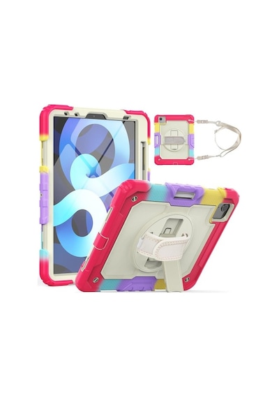 Apple Uyumlu iPad Air 5 10.9" 2022 M1 Kılıf Renkli Strap Zırh Case A2588