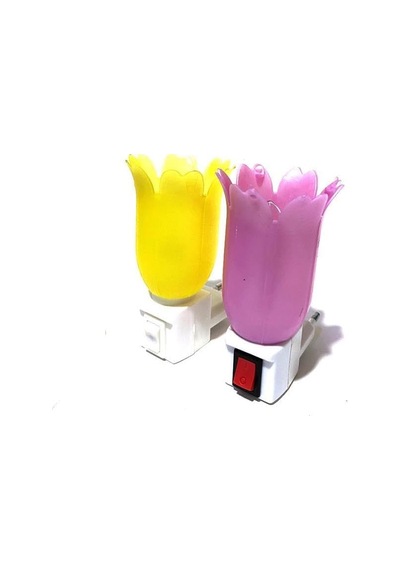 West Light Çok Renkli Çiçek Desenli Gece Lambası E14 Duy Tipi Günışığı Ampul
