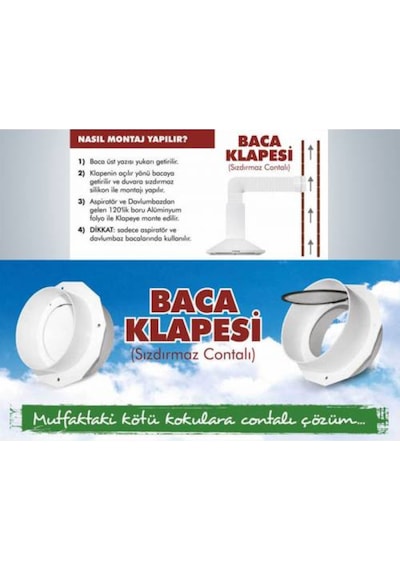 Koku Önleyici Baca Klapesi Silikon Bant Borusu Aspiratör Set - 473744227