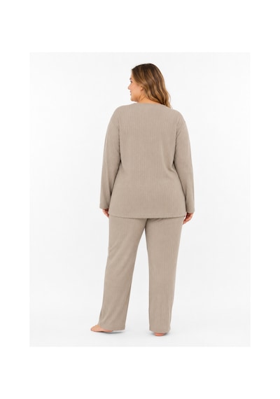 Sleeproom Büyük Beden Kadın Kaşkorse Mevsimlik Bej Pijama Takımı