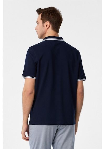 Süvari Lacivert Regular Armürlü Polo Yaka Tişört-37365 Lacivert