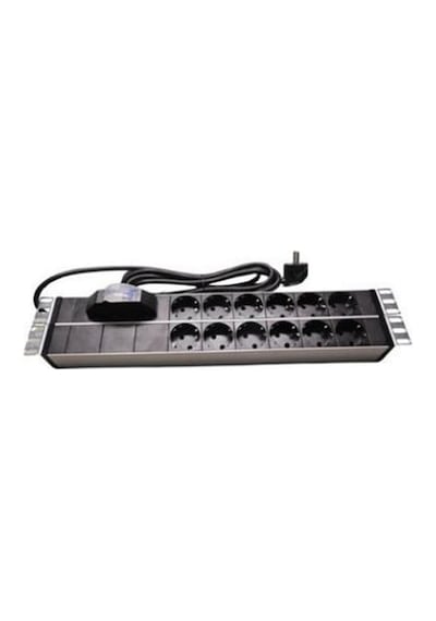 19" 2u Pdu: 12 X Schuko Tip Soketli, 16a Sigortalı, 1,5m 3x1.5mm2 Cee 7/7 Tip Fişli Kablolu