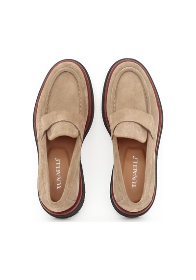Tuna Hakiki Süet Deri Bej Loafer Erkek Ayakkabı 39-44 No - 3524 Bej