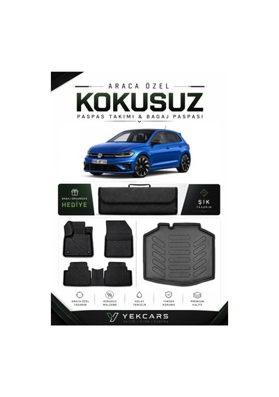 Volkswagen Polo Trendline 2019 Model Aracınıza Özel 4d Karbonlu Kauçuk Paspas Takımı Ve Bagaj Havuzu